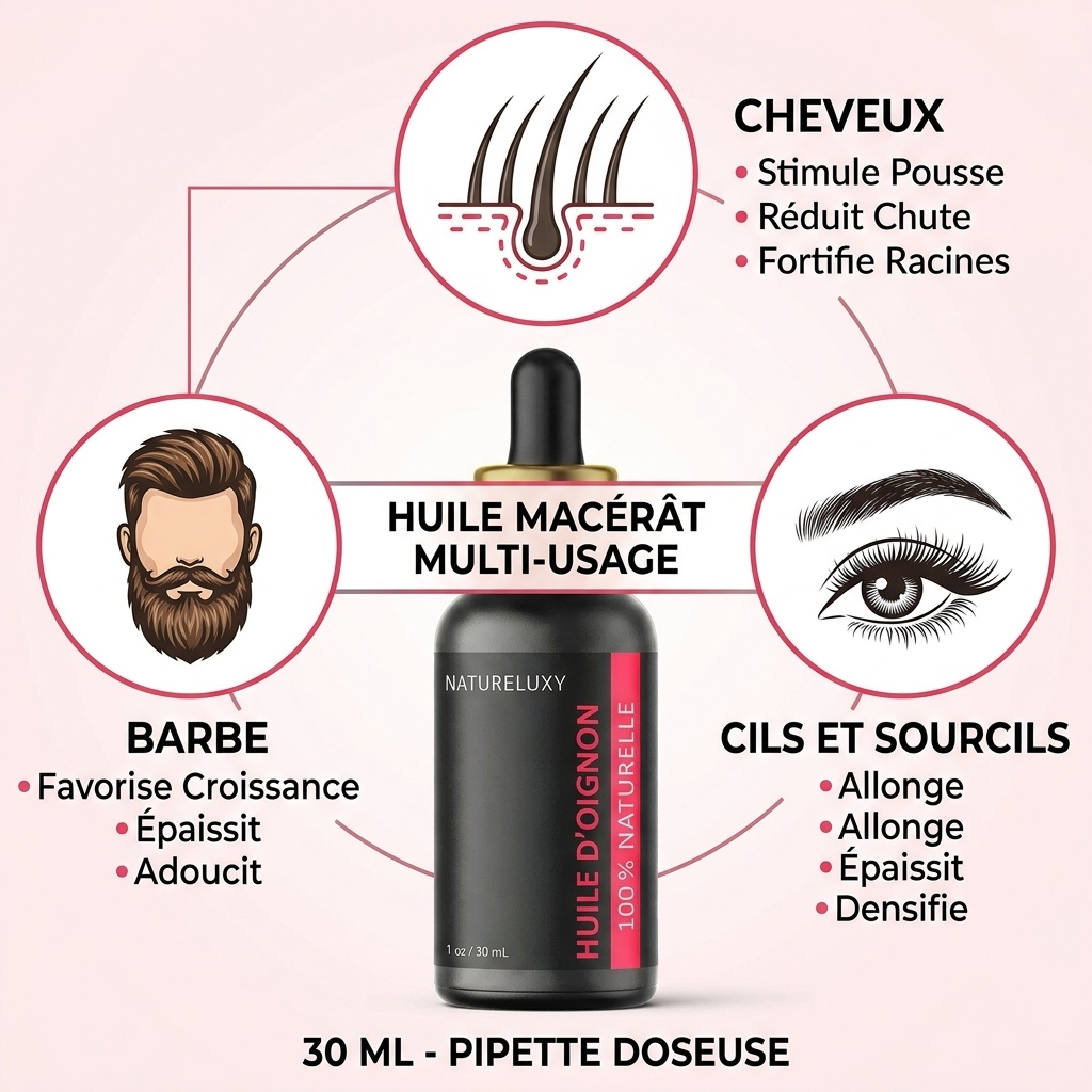Huile d’Oignon 100% Naturelle 30 ml — Macérat huileux, Soin Cheveux & Cuir Chevelu