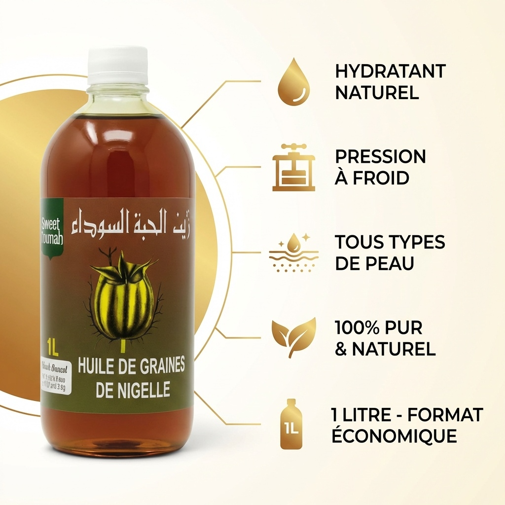 Huile de Graine de Nigelle 1L Sweet Sunnah - Pressée à Froid