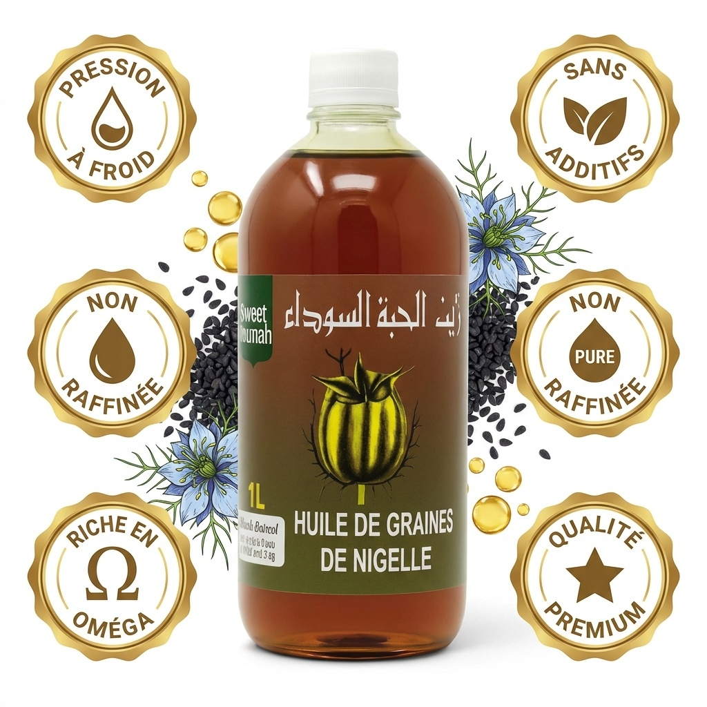 Huile de Graine de Nigelle 1L Sweet Sunnah - Pressée à Froid