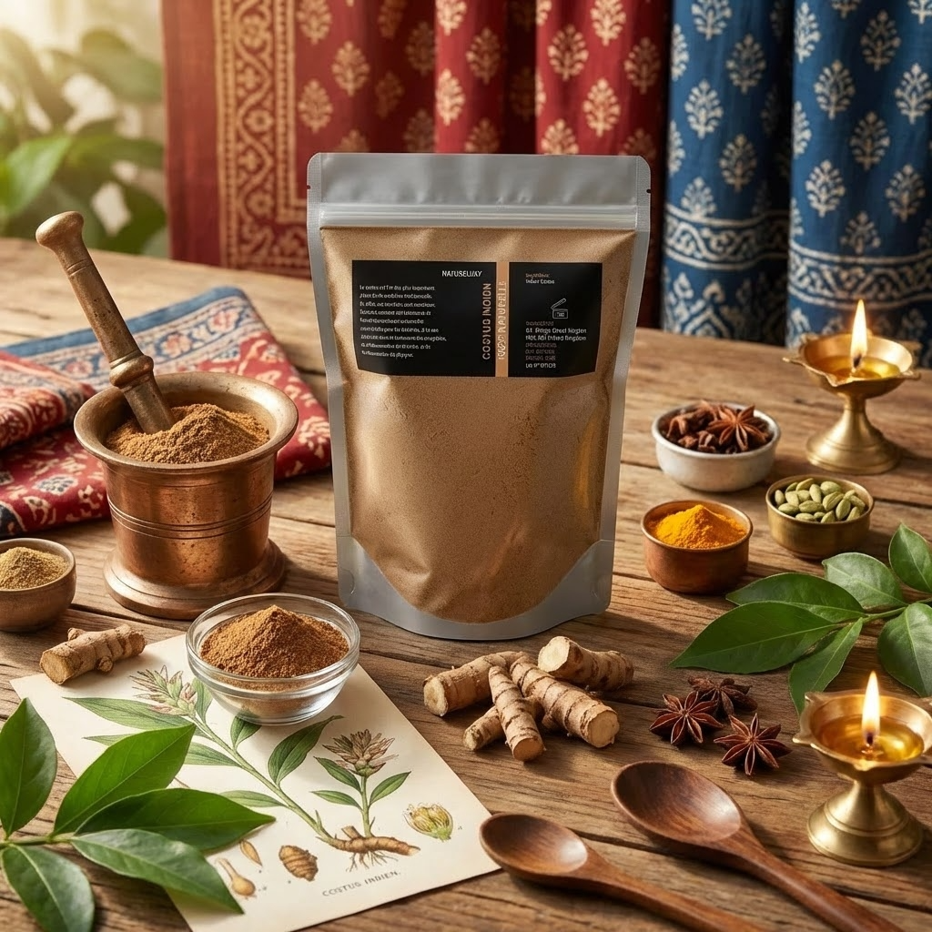 20 kg Costus Indien en Poudre 100% Naturel (Origine Inde) — Emballage 1 kg x20