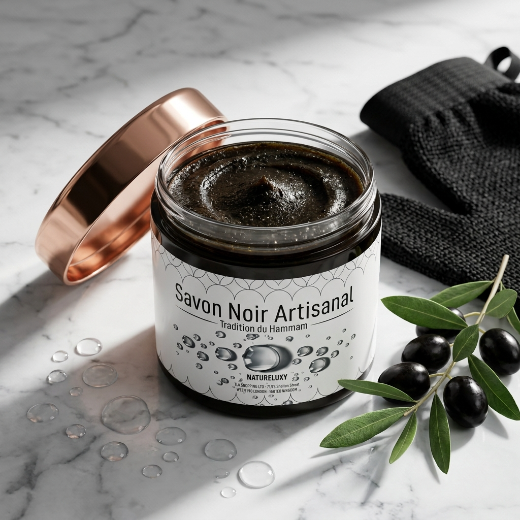 Savon noir marocain 300 g – Pâte exfoliante pour hammam (usage externe)