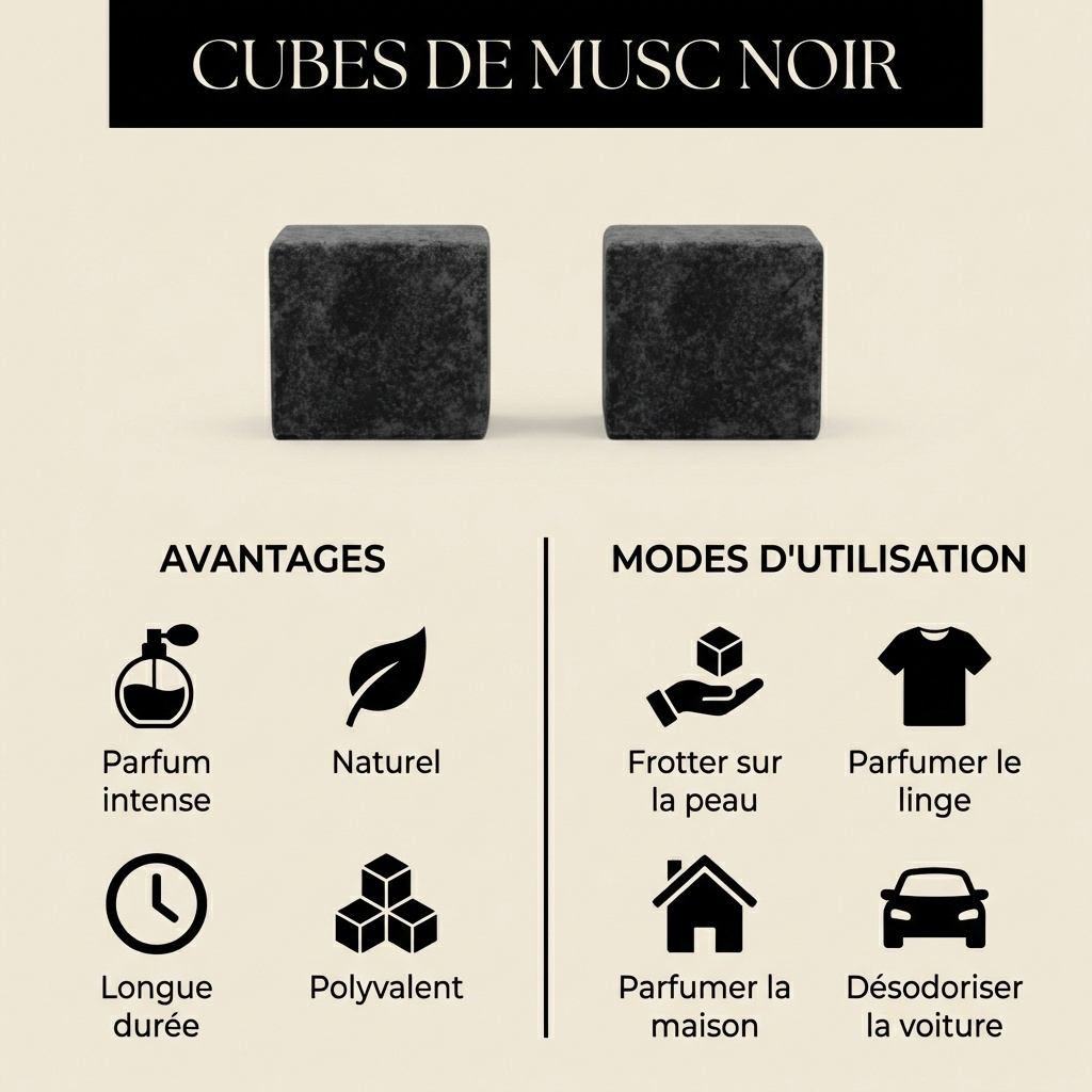 Lot de 10 carrés de musc noir – parfum solide - image produit 6