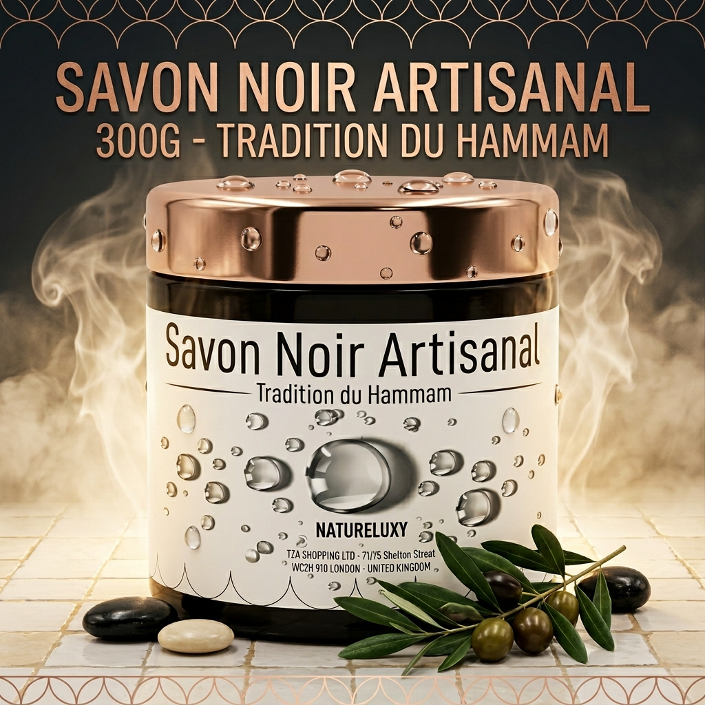 Savon noir marocain 300 g – Pâte exfoliante pour hammam (usage externe)