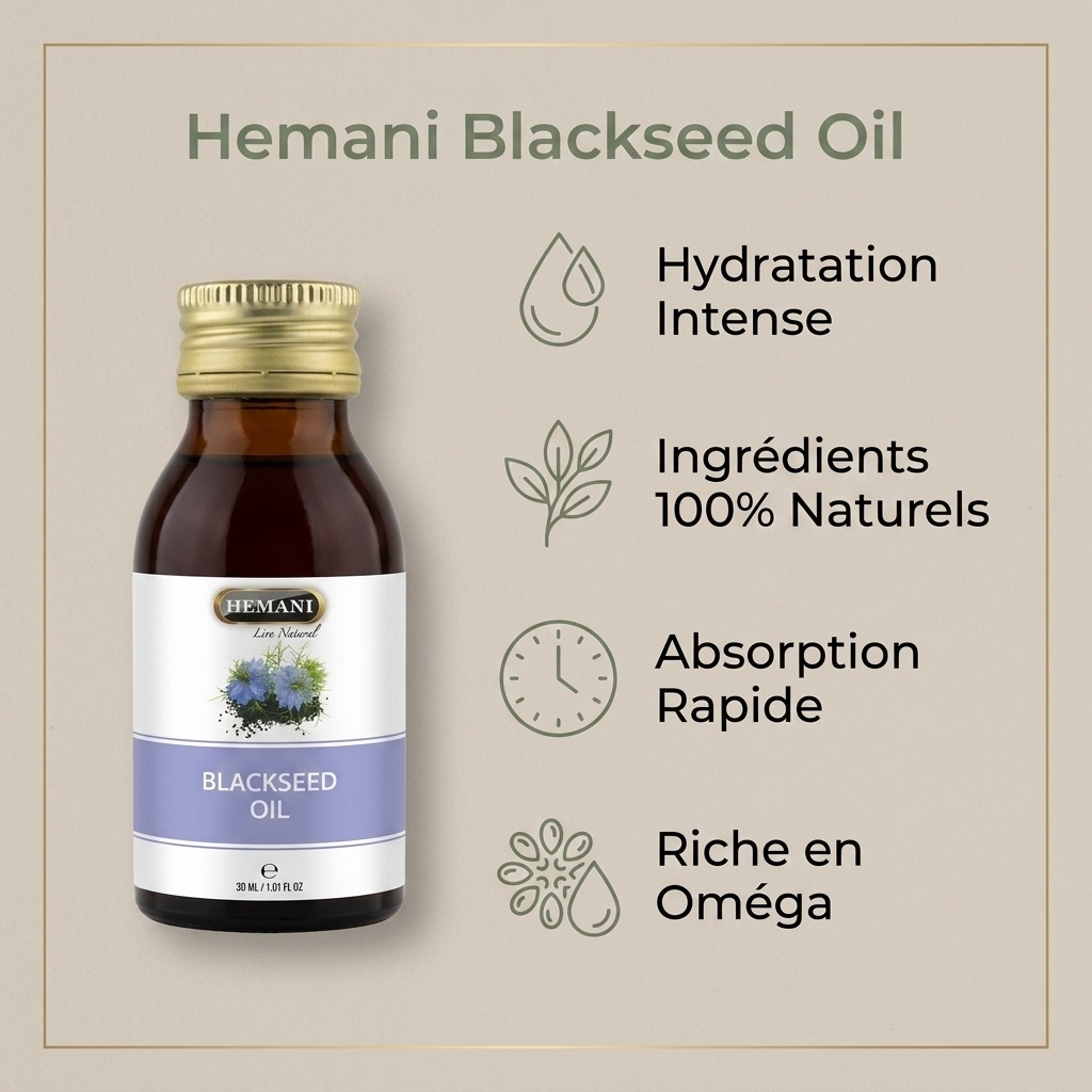 Huile de Nigelle Hemani 30ml – 100% Naturelle Cheveux & Peau (Habba Sawda / Black Seed Oil)