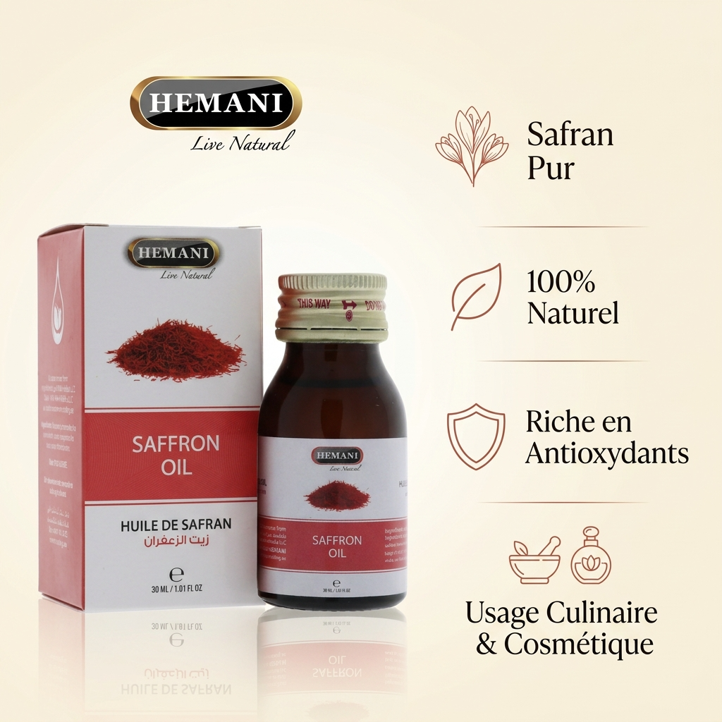 Huile de Safran Hemani 30 ml - Huile de soin