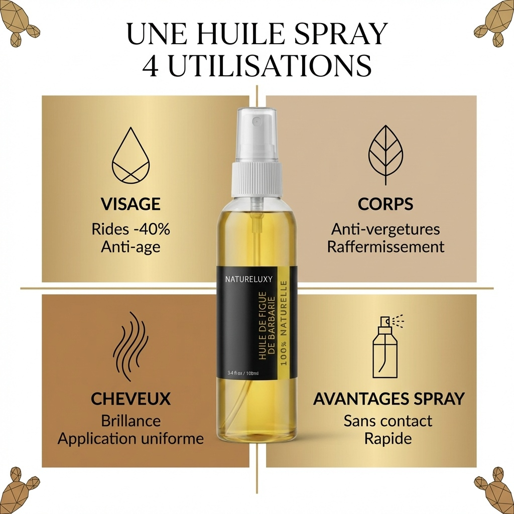 Kaktusfeigenöl, kraftvolles Anti-Falten-Spray, 100 ml, 100 % natürlich