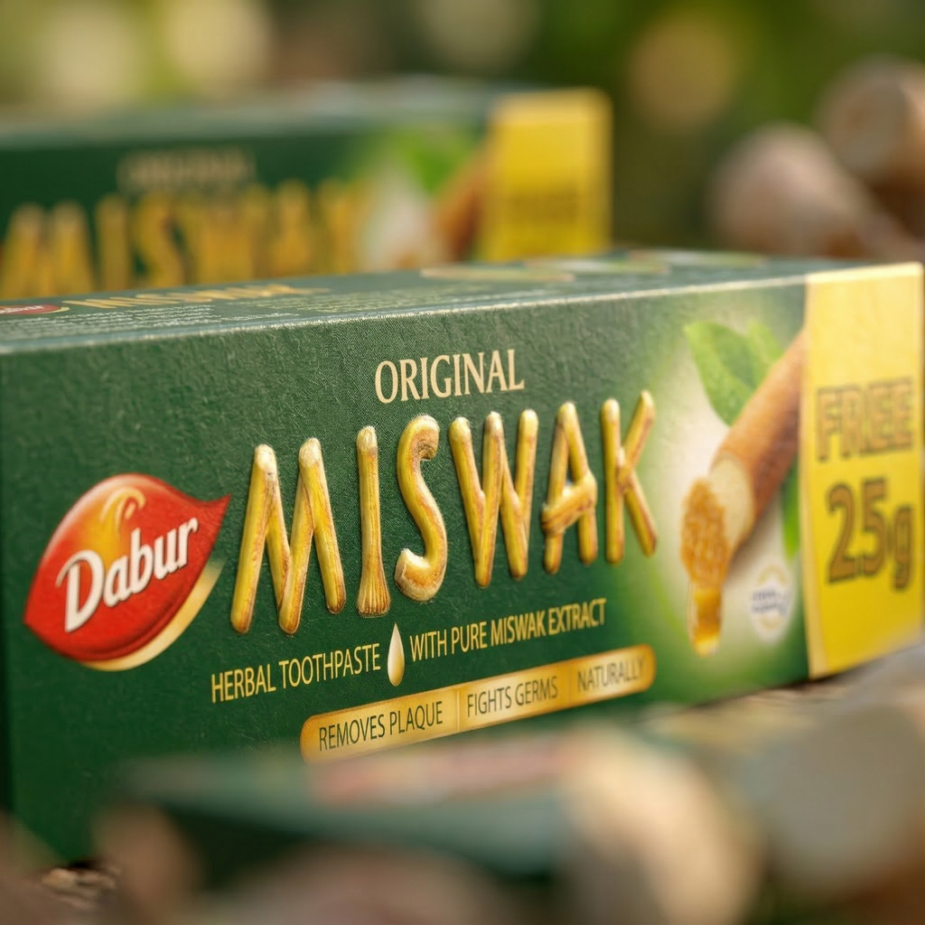 Lot de 2 Dabur Miswak Dentifrice sans fluor – (50 g + 25 g) – Extrait d’Al-Arak