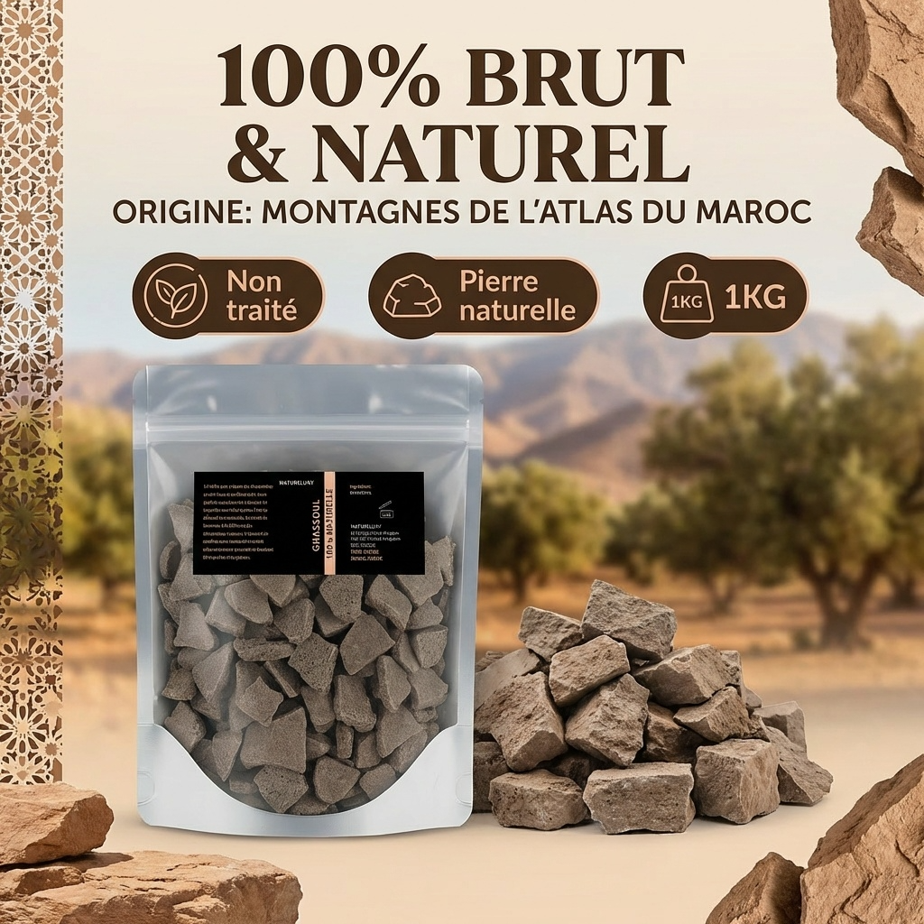 1kg Ghassoul du Maroc en vrac