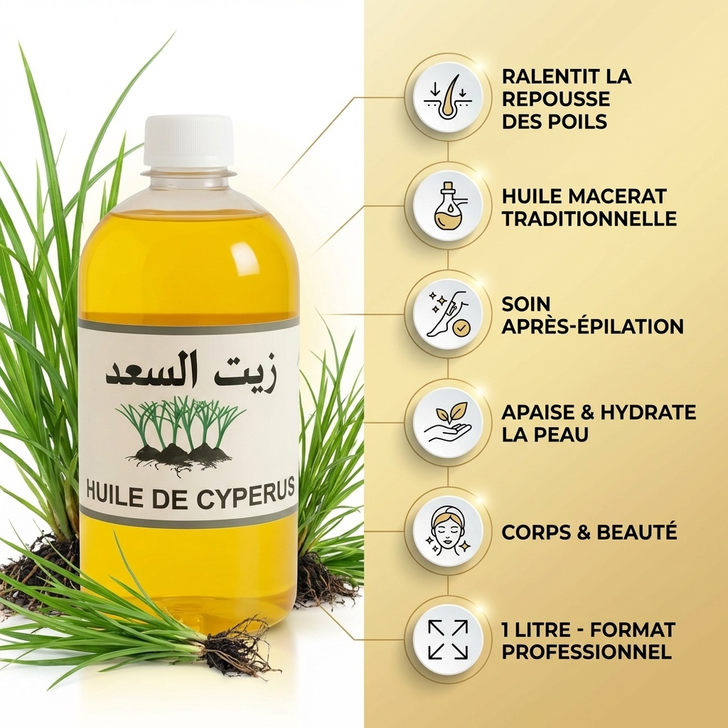 1L Huile de Souchet - 100% Naturelle - Macérat Corps & Cheveux