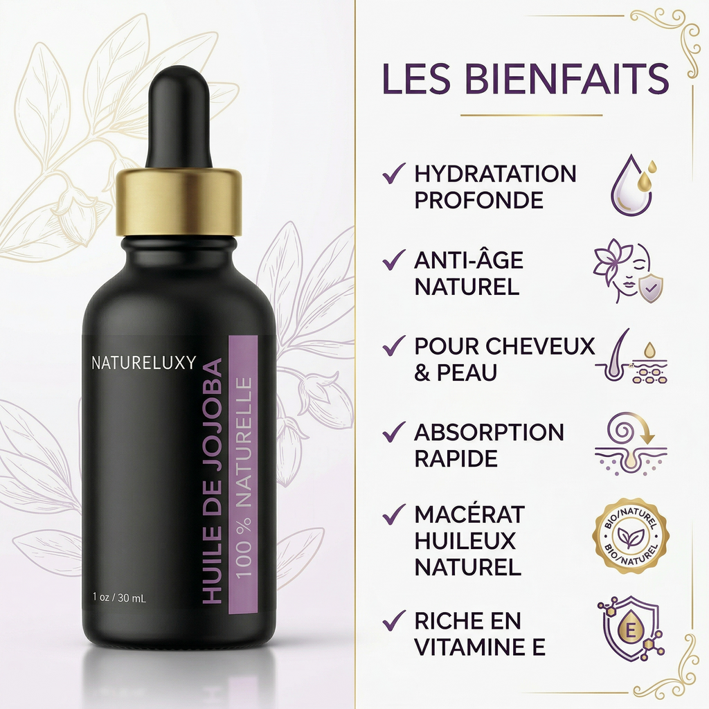 Huile de Jojoba 30 mL Pipette — 100% Naturelle