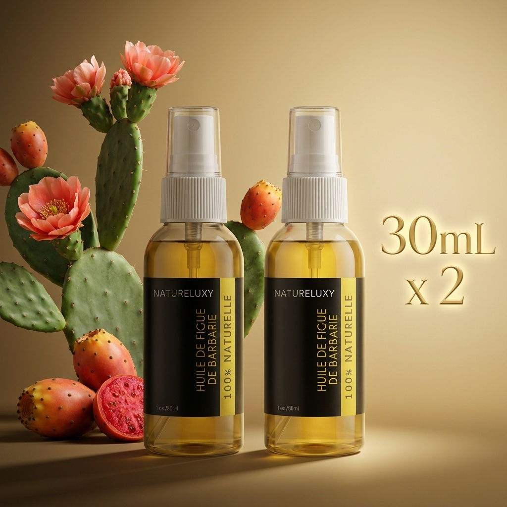 Lot de 2 Huiles de Figue de Barbarie 30 ml Spray — Huile végétale, Soin visage anti-âge (2×30 ml)