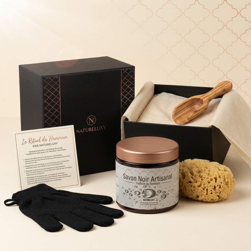 Savon noir marocain 300 g – Pâte exfoliante pour hammam (usage externe)