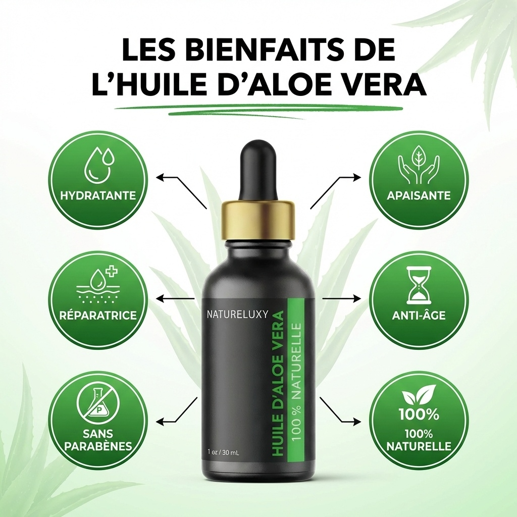 Huile d'Aloé Vera 30mL pipette 100% Naturelle