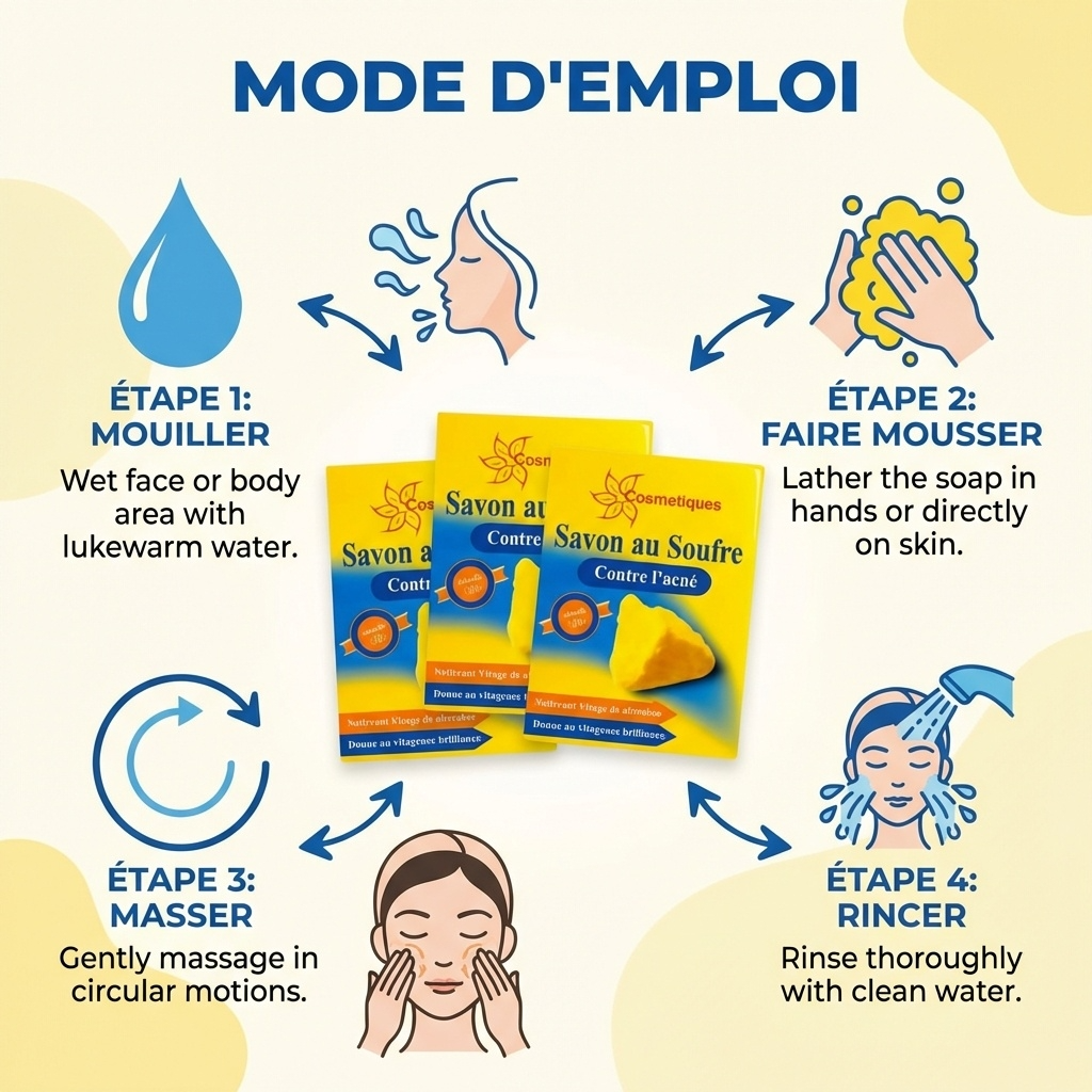 4er-Set Schwefelseife gegen dermatologische Akne Fabio 80g