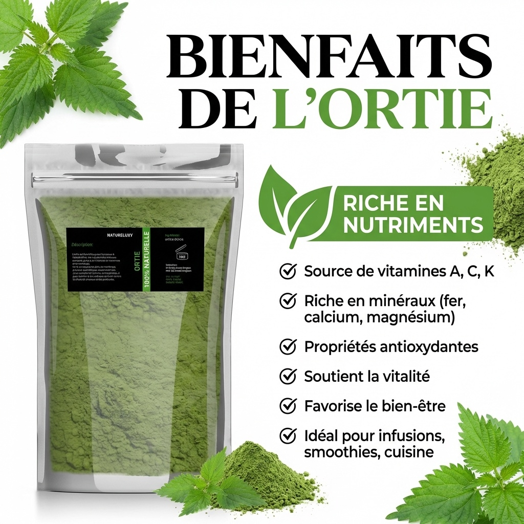 Poudre d’Ortie 1 kg - 100% Feuilles Moulues - Origine Maroc