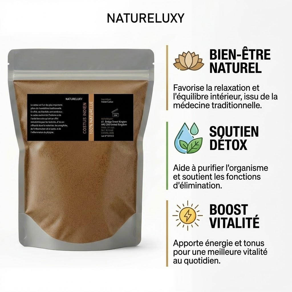 20 kg Costus Indien en Poudre 100% Naturel (Origine Inde) — Emballage 1 kg x20