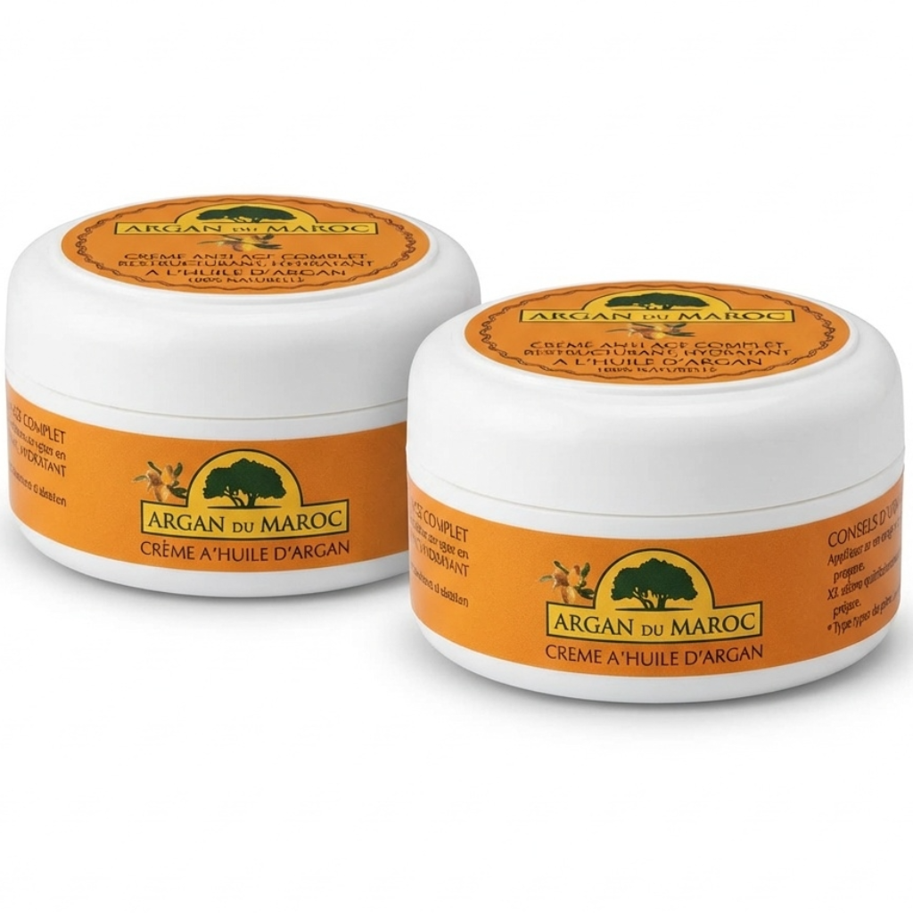 2 Argan-Anti-Falten-Creme aus Marokko, verjüngende Gesichts- und Augenpflege für Tag und Nacht, 100 ml