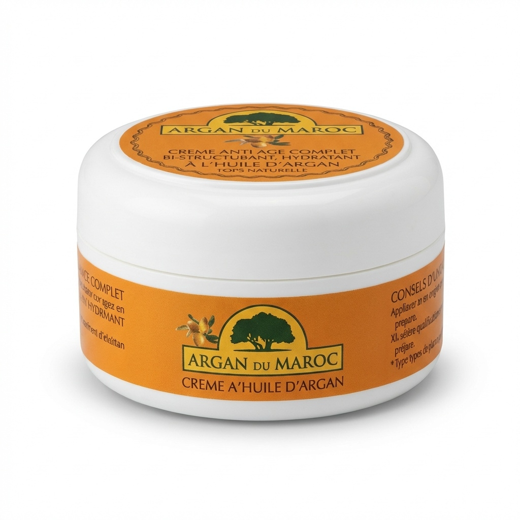 Crème Anti-Ride Argan du Maroc Soin Yeux Visage Rajeunissant Jour et Nuit 100mL