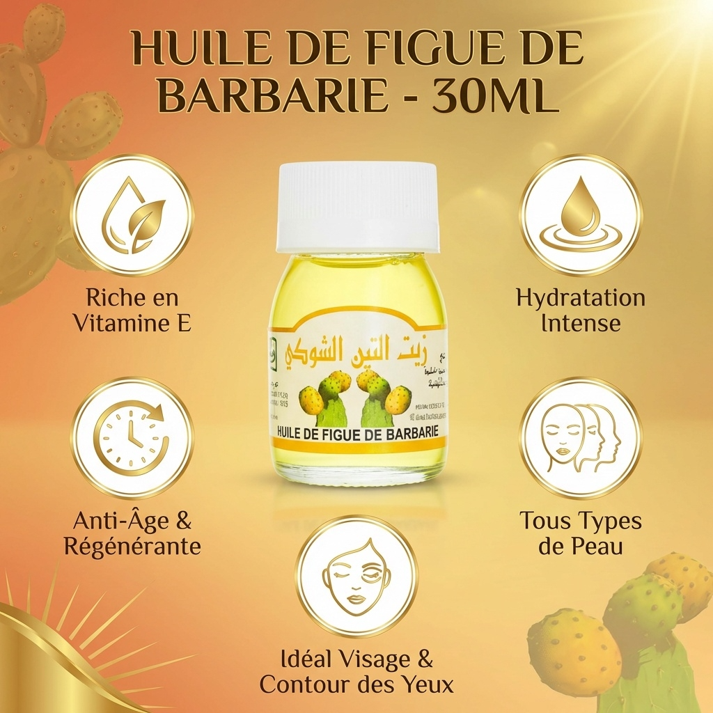 Huile de figue de barbarie 30 ml – Macérat huileux, vitamine E & oméga‑6 (soin beauté)