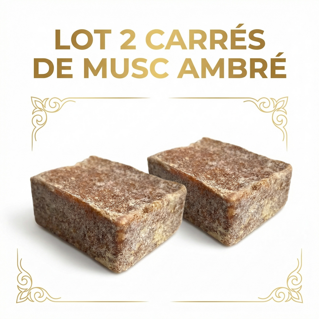 Lot de 2 carrés de musc ambré – parfum solide - détail produit
