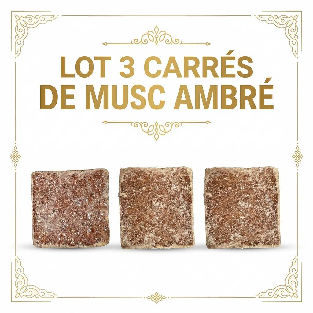 Lot de 3 carrés de musc ambré – parfum solide - détail produit