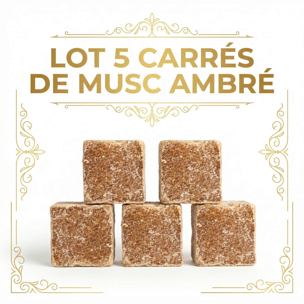 Lot de 5 carrés de musc ambré – parfum solide