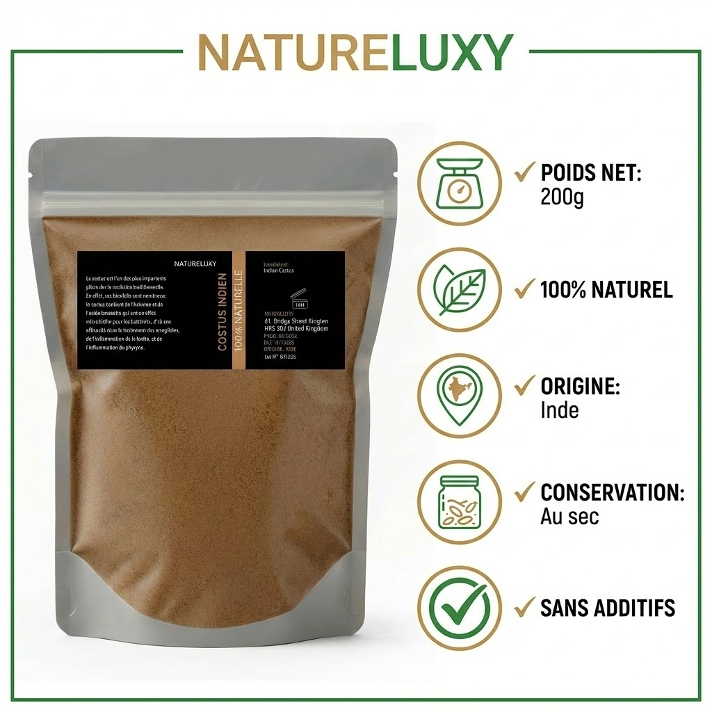 Costus Indien en Poudre 200g — 100% Naturel