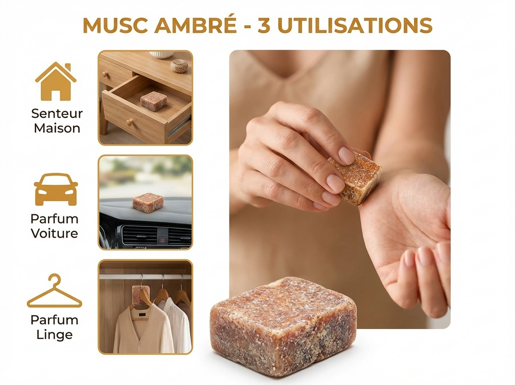 Lot de 2 carrés de musc ambré – parfum solide - image produit 3
