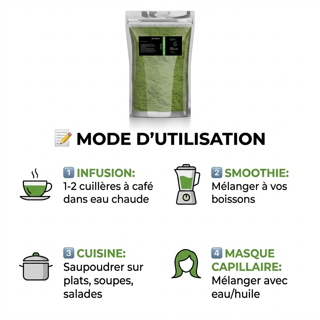 Poudre d’Ortie 1 kg - 100% Feuilles Moulues - Origine Maroc
