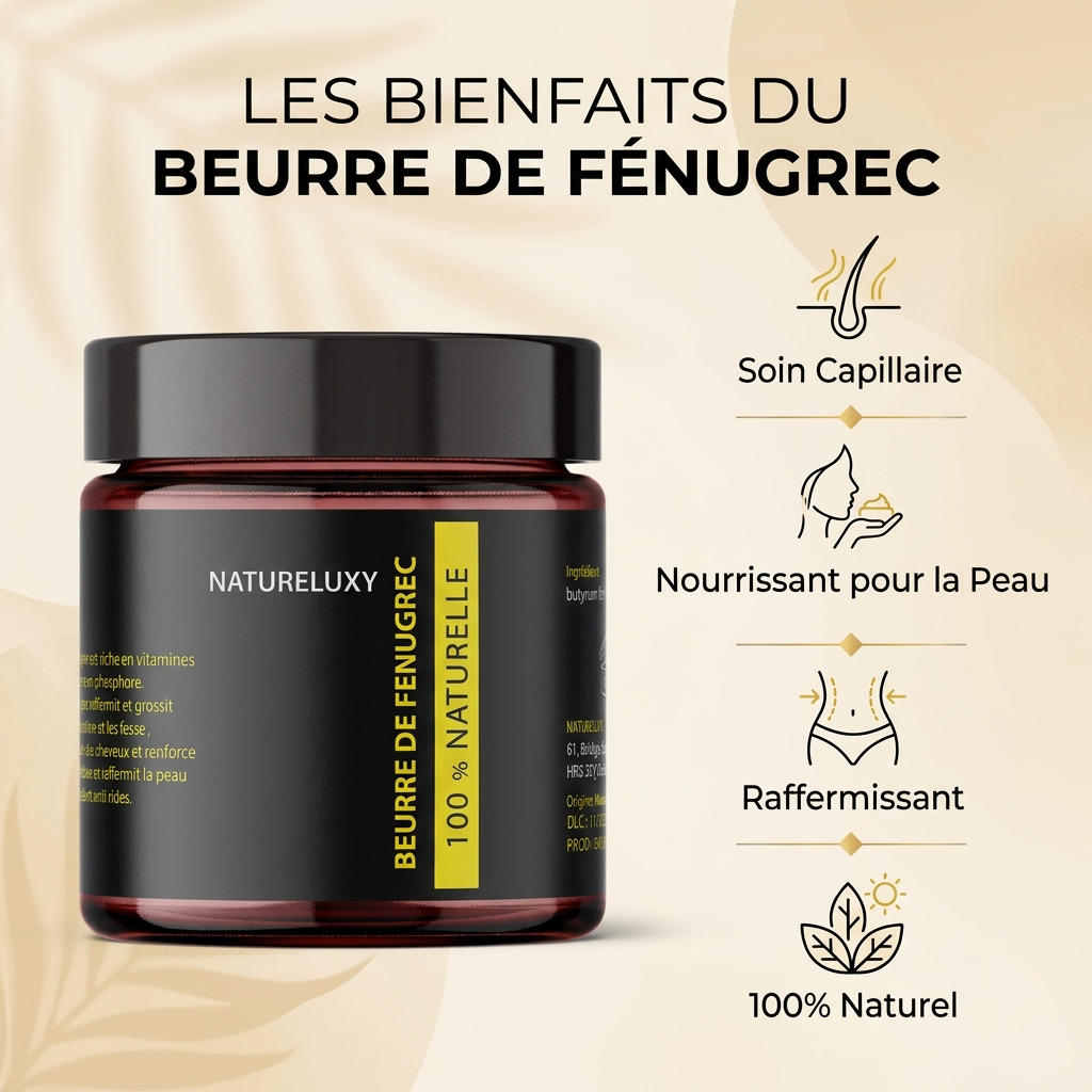 Beurre de Fenugrec Pur & Concentré 200g Natureluxy - Soin Corps et Cheveux