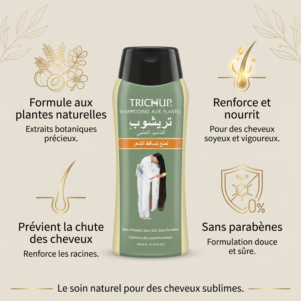 Shampoing Anti-Chute Trichup 200 mL Sans Sulfate – Amla Réglisse Bhringaraj