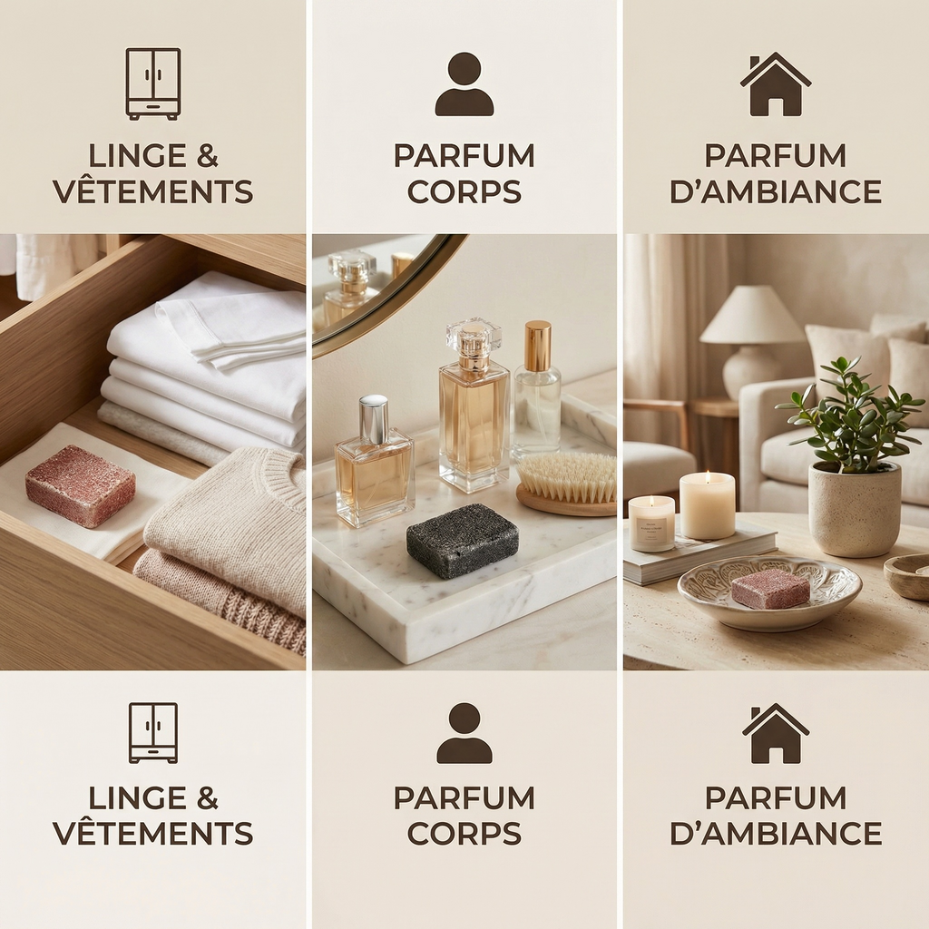 Lot de 2 carrés de musc ambré et noir – parfum solide - image produit 5