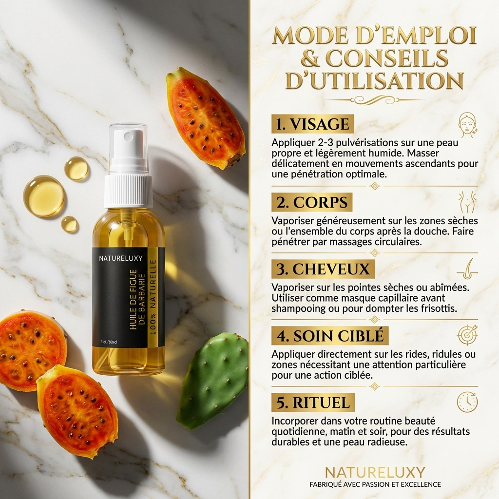 Lot de 2 Huiles de Figue de Barbarie 30 ml Spray — Huile végétale, Soin visage anti-âge (2×30 ml)