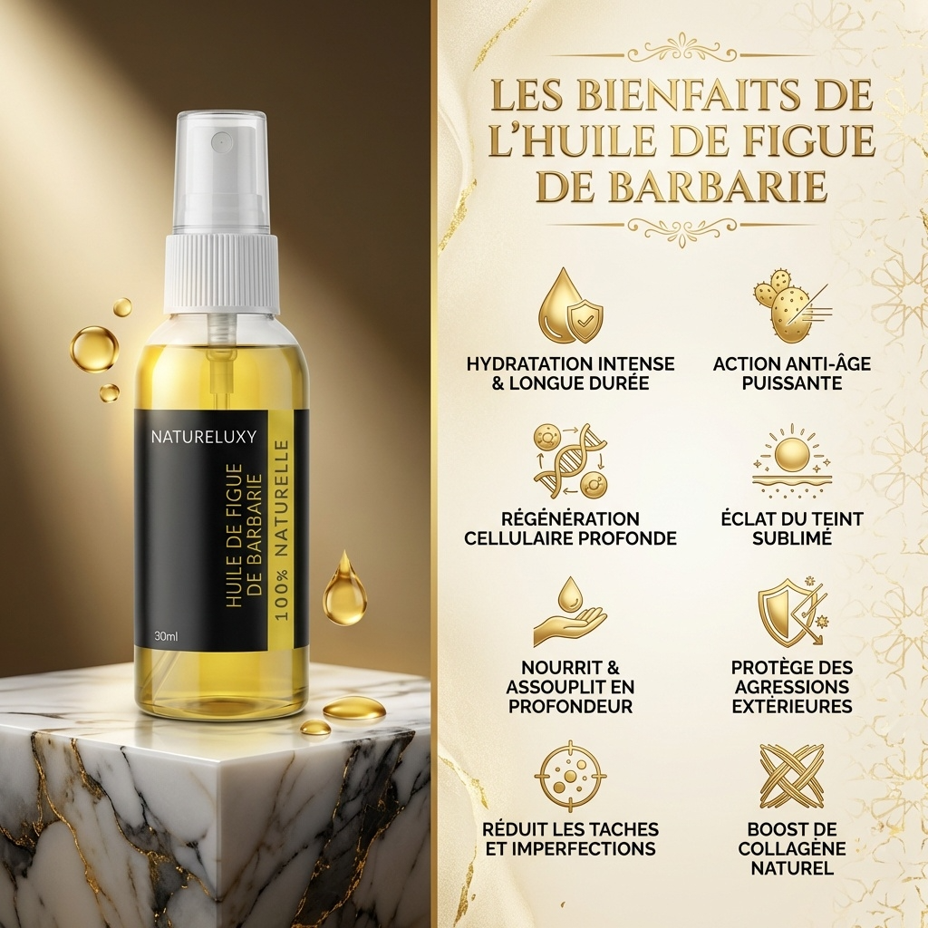 Lot de 2 Huiles de Figue de Barbarie 30 ml Spray — Huile végétale, Soin visage anti-âge (2×30 ml)