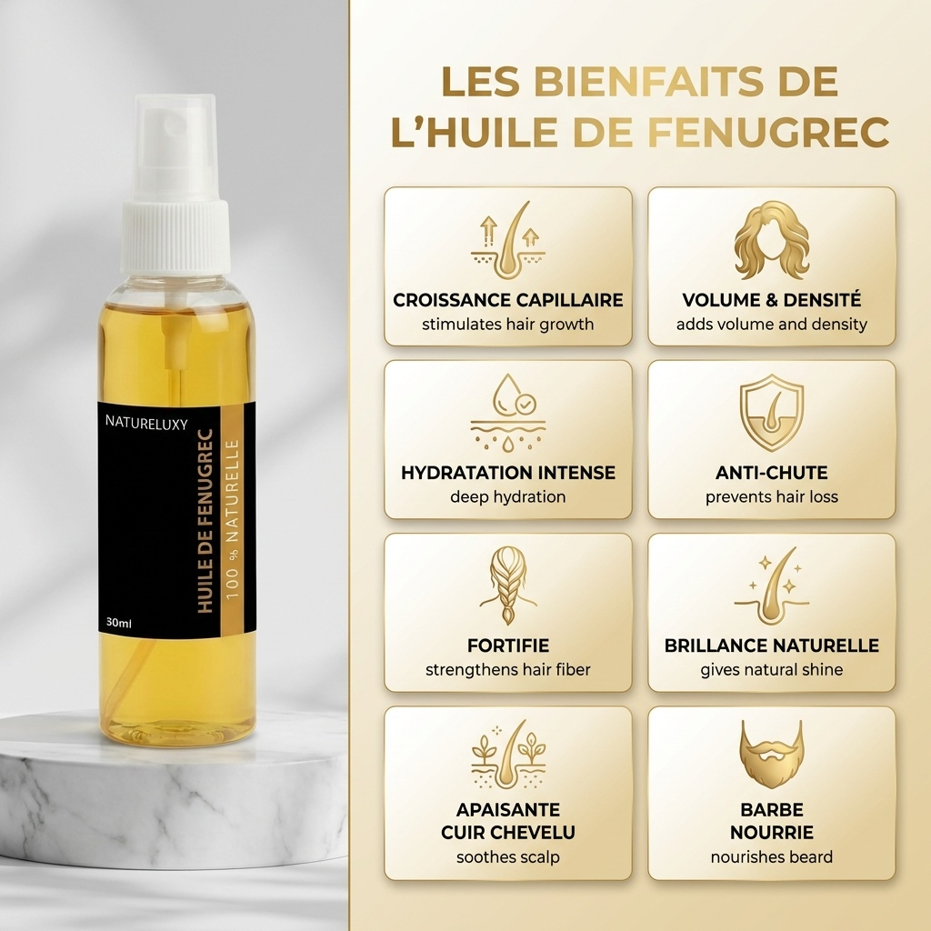 2 Flacons Huile de fenugrec 30mL Spray 100% Naturel