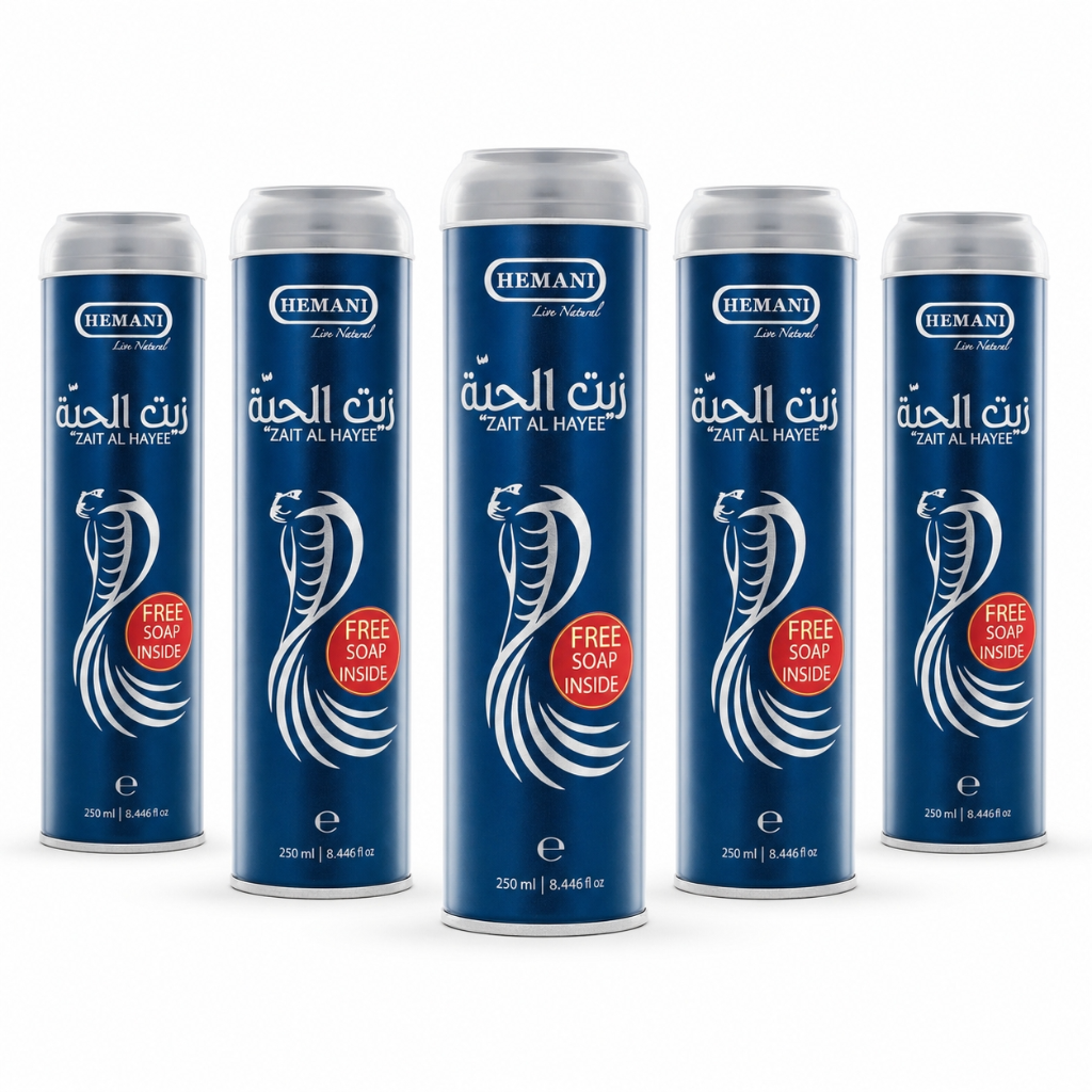 Lot x5 Huile capillaire Zait Al Hayee (Huile de Serpent) Hemani 250 mL – Soin cheveux & barbe
