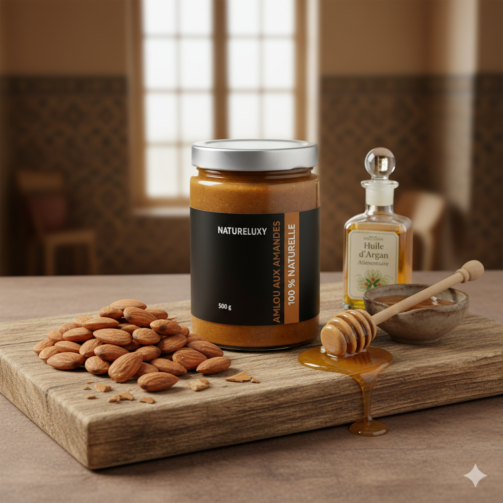 Amlou aux Amandes 500g - Pâte à Tartiner à l’Huile d’Argan et au Miel d’Oranger