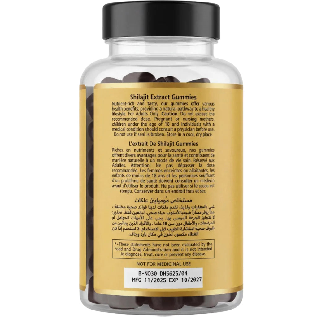 Shilajit Gummies sans sucre, végétariennes – 30 gummies (90 g) Hemani
