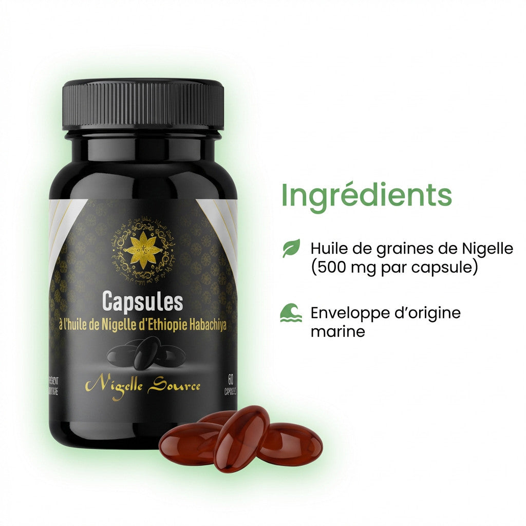 60 Kapseln Schwarzkümmelöl aus Äthiopien, Güteklasse A, 99 % Reinheit, Habachiya