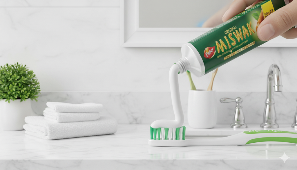 Lot de 5 dentifrice miswak  Dabur SANS FLUOR siwak arak brosse à dent Réduc -20%