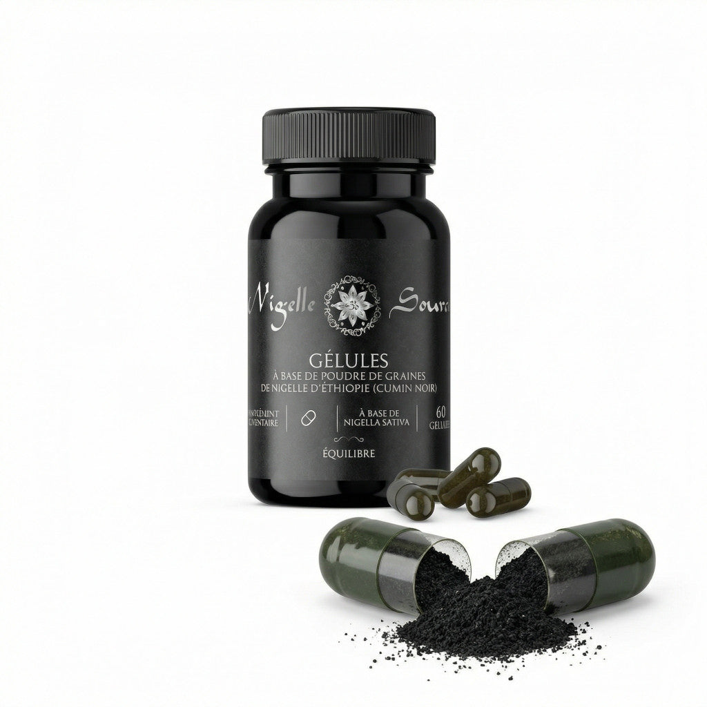 60 Gélules Nigelle d’Éthiopie – Poudre 99,7% Pure – Gélules Végétales