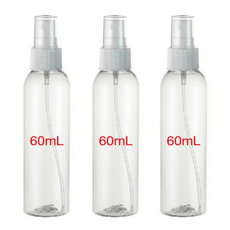 3 Flacons Vaporisateur 60ml Vide Sac Atomiseur de Poche Spray Plastique