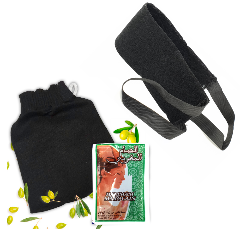 Gant Kessa + 1 Dosette + Gant de Gommage Dorsal  Haute Qualité (Exfoliant)