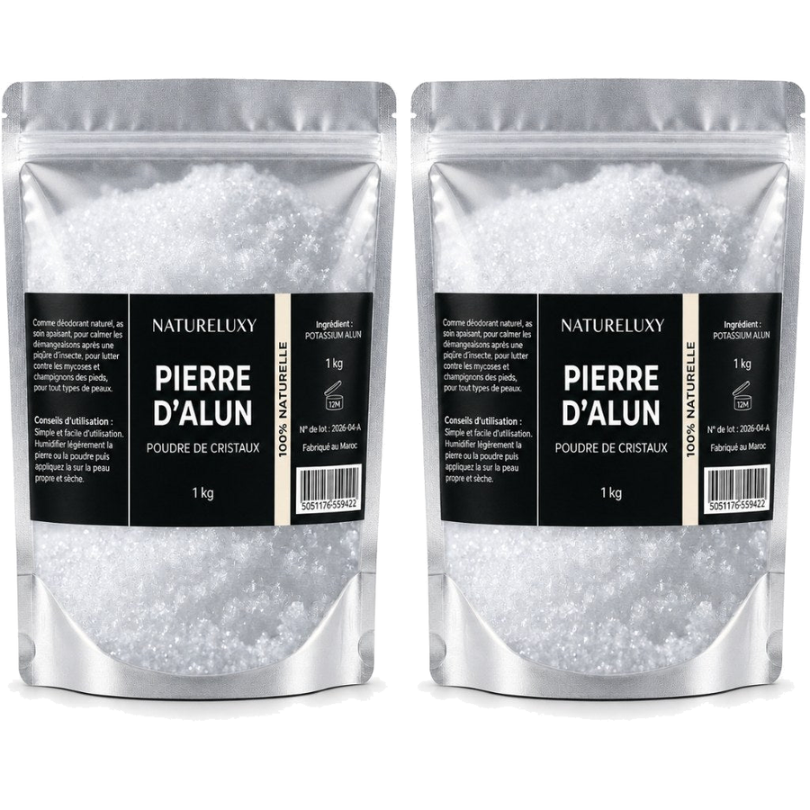 2kg Pierre d'Alun en Poudre - Déodorant Naturel au Potassium Alum – produit naturel présenté par Natureluxy