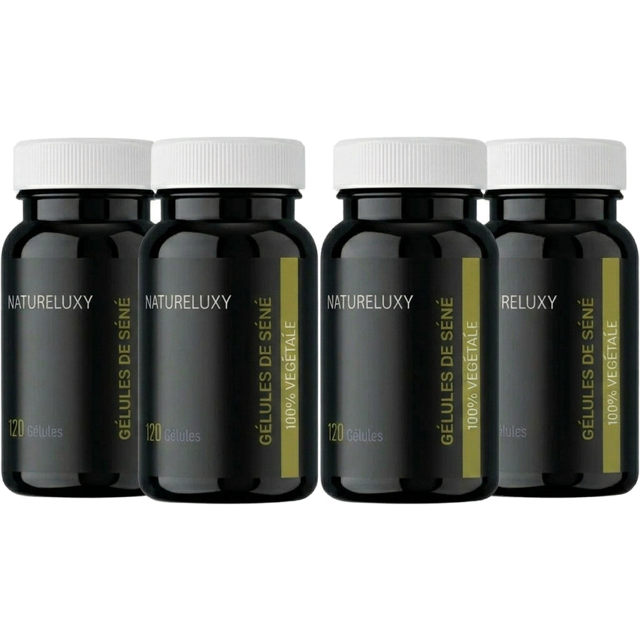 Lot 4×120 Gélules de Séné (Senna) – 480 gélules 300 mg par gélule – produit naturel présenté par Natureluxy