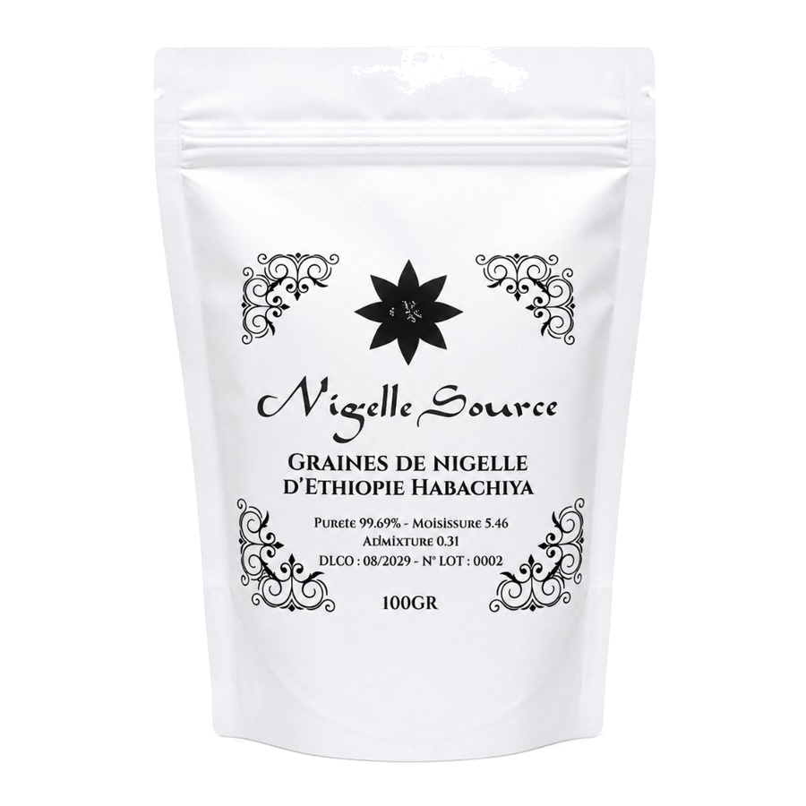Graine de Nigelle d’Éthiopie 99,7% Pure (Grade A) Naturelle 100 g – Nigella Sativa (Cumin Noir) – produit naturel présenté par Natureluxy