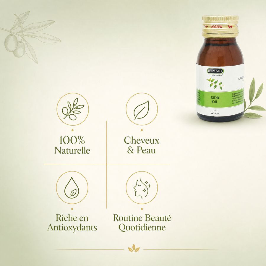 Hemani Sidr Oil 5x30mL — bénéfices infographie