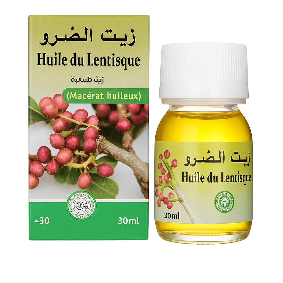 Huile de Lentisque 30mL 100% Naturelle (Mâcérat) – produit naturel présenté par Natureluxy