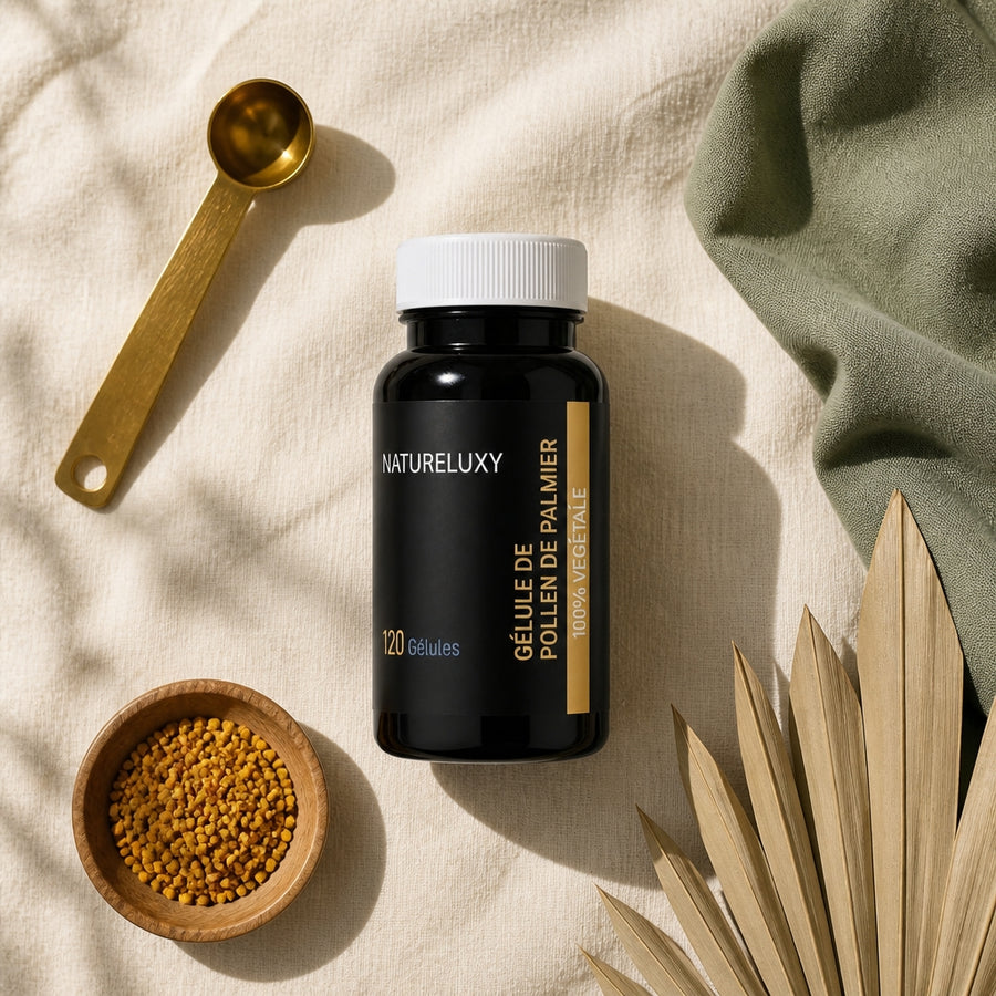 240 gélules Pollen de Palmier Natureluxy ‑5 % — flatlay articles complémentaires