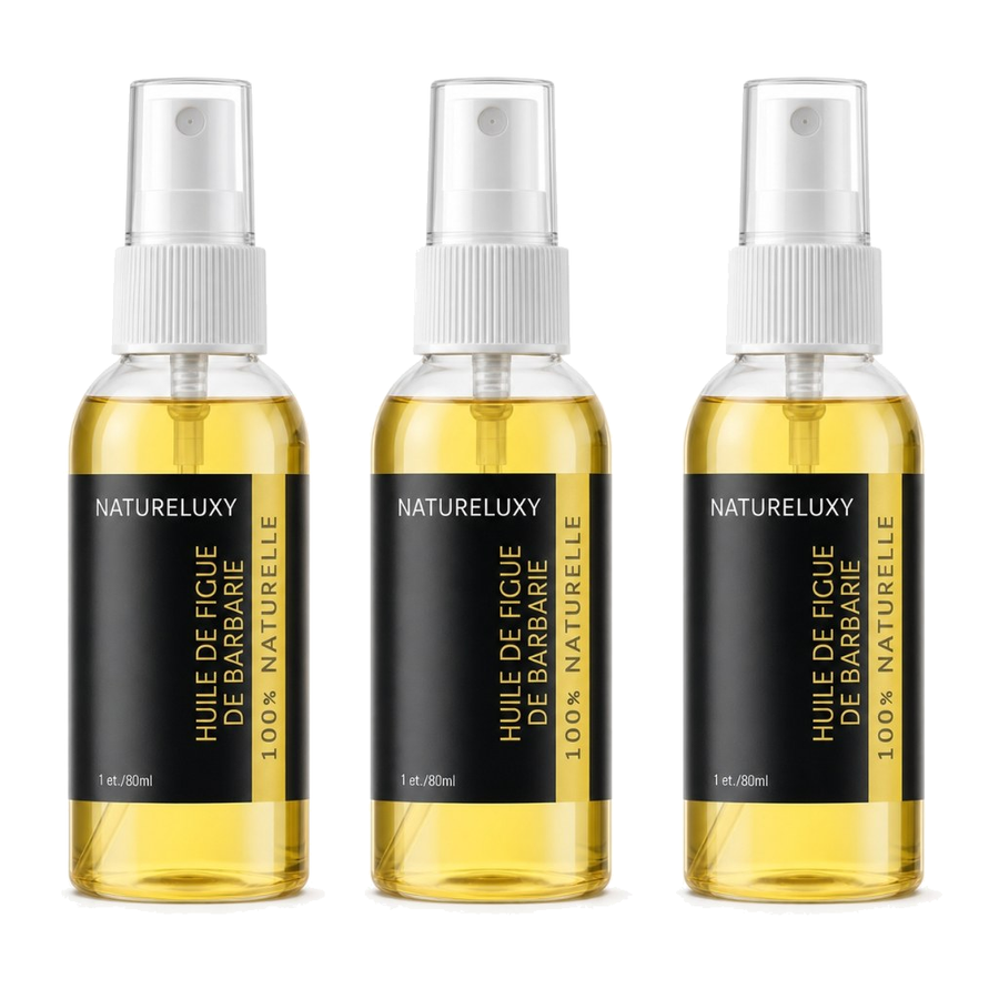 Lot 3× Huile de Figue de Barbarie 30 ml Spray – Soin visage anti-âge, peaux matures & déshydratées – produit naturel présenté par Natureluxy